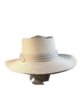 Shade Shack Hat Wide Brim Fedora Sun Golf Beige Woven Straw Folded Band